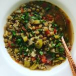 Bowl of Vegetarian Lentil & Brown Rice Soup